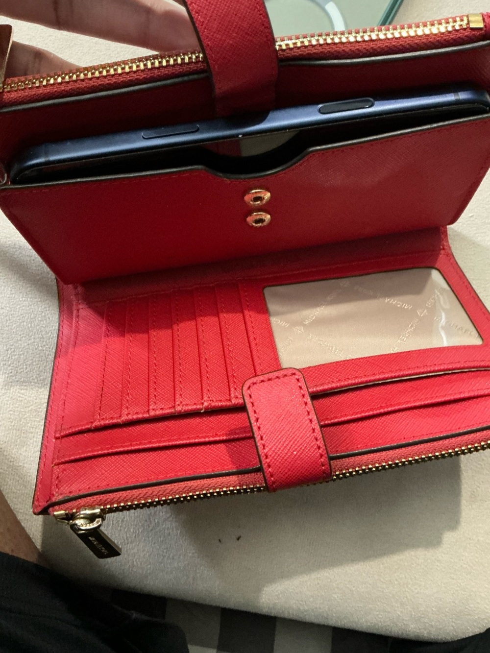 Michael Kors Red Wristlet Clutch with Gold Logo - Picture 5 of 5